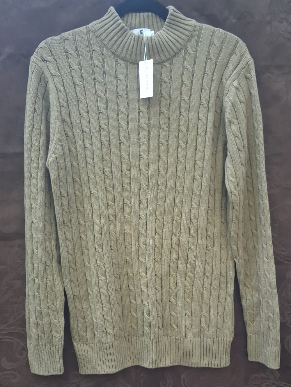 BELLEZZA REPUBLIC Women's Cable-Knit Crewneck Sweater - Taupe NWT Size XL